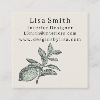 Simple Clean Lemon Business Card Fyrkantigt Visitkort