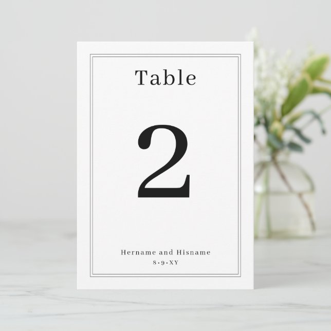 Simple Clean Minimalist Elegant Table Number Card Inbjudningar (Stående Fram)