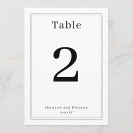 Simple Clean Minimalist Elegant Table Number Card Inbjudningar