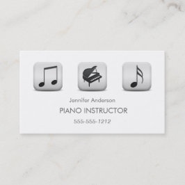 Simple Clean Piano Music Tutor Photo Collage Visitkort