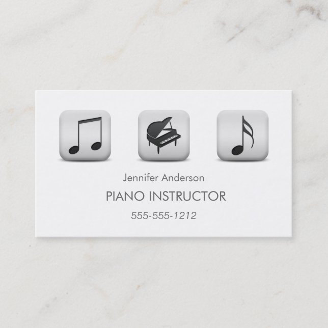 Simple Clean Piano Music Tutor Photo Collage Visitkort (Framsida)
