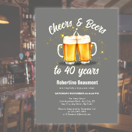Simple Clinging Glasses Cheers Beers to 40 Years Inbjudningar