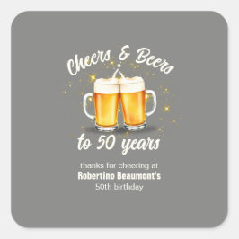 Simple Clinging Glasses Cheers Beers to 50 Years Fyrkantigt Klistermärke