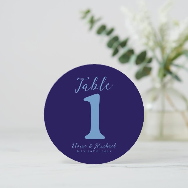 Simple Coastal Blue Wedding Table Number Julkort (Stående Fram)