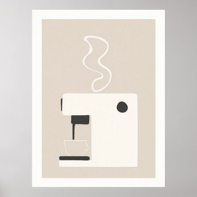 Simple Coffee Machine - Modern Kitchen Art Poster  (Framsidan)