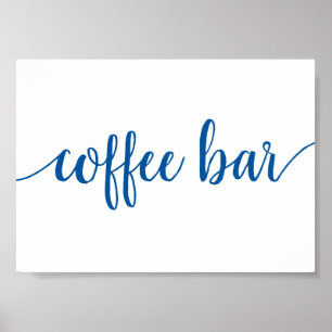 Simple Coffee Pub Händelsetecken för Fransk blå Poster