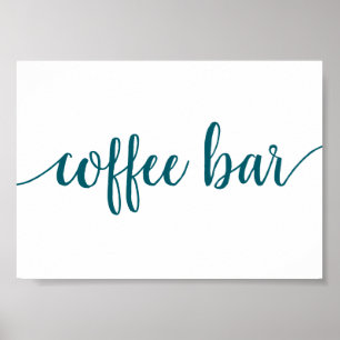Simple Coffee Pub   Händelsetecken för Teal Aqua Poster