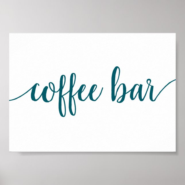 Simple Coffee Pub | Händelsetecken för Teal Aqua Poster (Framsidan)