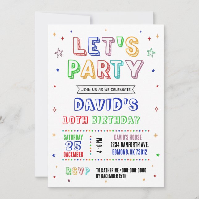 Simple Colorful Birthday Invitation Inbjudningar (Framsida)