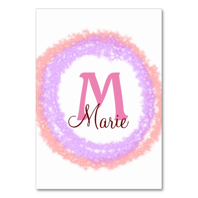 Simple colorful glitter sparkle add name monogram  bordsnummer (Framsidan)