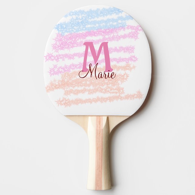 Simple colorful glitter sparkle add name monogram  pingisracket (Framsidan)
