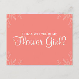 Simple Coral "kommer du att bli min blomflicka" ko Inbjudningar