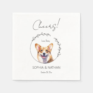 Simple Corgi Hund Bröllop Cocktail Napkins Pappersservett