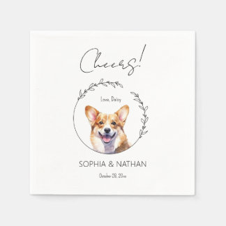 Simple Corgi Hund Bröllop Cocktail Napkins Pappersservett