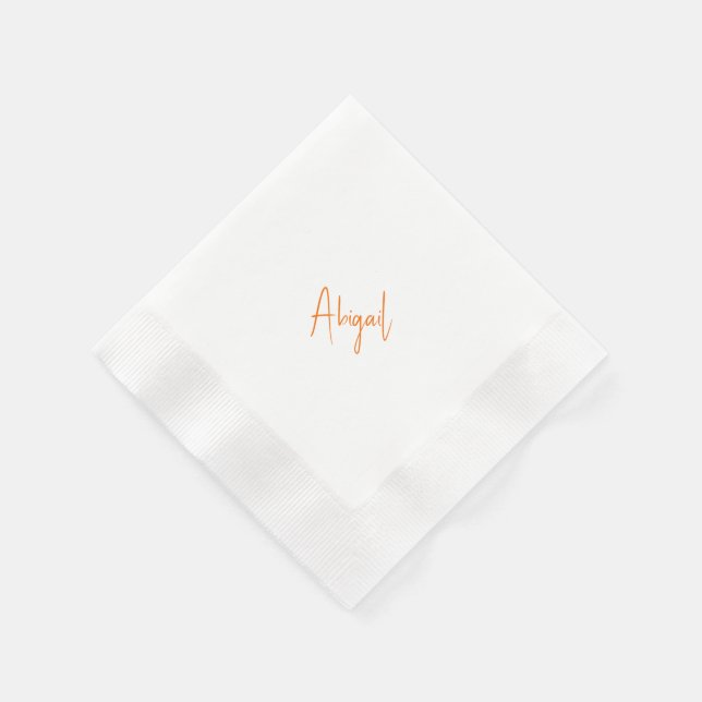 Simple Couple Orange Script Name Wedding  Pappersservett (Hörn)