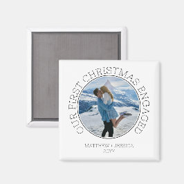 SImple Couple Photo Our First Christmas Engaged Magnet
