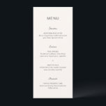 Simple Cream Elegant bröllop Meny<br><div class="desc">Modern bröllop-meny med en enkel design med en kombination av en contemporary sans serif-teckensnitt,  ett handskriftsskript för elegant och ett kursivt teckensnitt.</div>