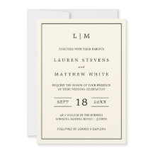 Simple Cream Monogram Elegant bröllop