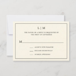 Simple Cream Monogram Elegant bröllop OSA Kort