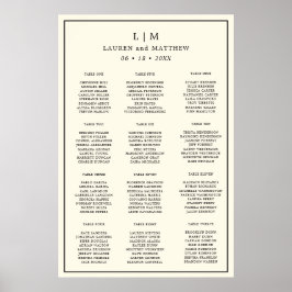 Simple Cream Monogram Elegant bröllop Poster