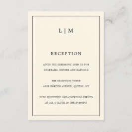 Simple Cream Monogram Elegant bröllop Tilläggskort