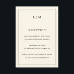 Simple Cream Monogram Elegant bröllop Tilläggskort<br><div class="desc">Ett enkelt elegant i Bröllop-höljet med en modern utformning med två brev-monogram överst, tillsammans med din mottagningsinformation omgiven av ett tunt gräns. All inslag är svart över en neutralt, elfenbensgräddbakgrund, och kan ändras vid designredigeringen av verktyg. En chic och snyggt som är underbar för ett minimalistiskt par. Kortet är ett...</div>