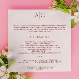 Simple Crimson & Ro Monogram Bröllop Ceremony Program