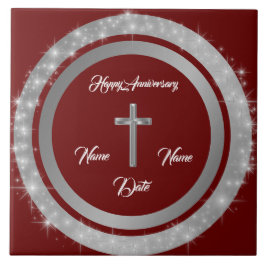 Simple Cross Customize Silver Anniversary Kakelplatta
