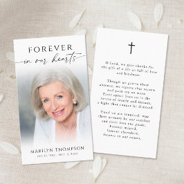 Simple Cross Photo  Funeral Memorial Prayer Card Visitkort