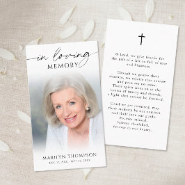 Simple Cross Photo  Funeral Memorial Prayer Card Visitkort