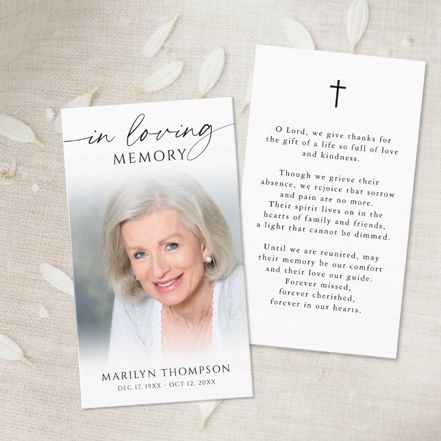 Simple Cross Photo  Funeral Memorial Prayer Card Visitkort (Skapare uppladdad)