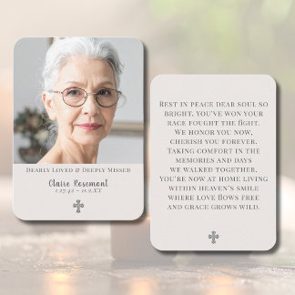Simple Cross Photo Funeral Prayer Card Visitkort
