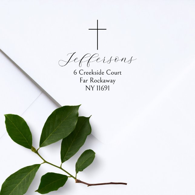 Simple Cross Script Family Return Address Stämpel (Skapare uppladdad)