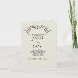 Simple Crown Minimalist Wedding Folded Invitation Inbjudan