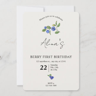 Simple Custom Berry first birthday fruit birthday Inbjudningar