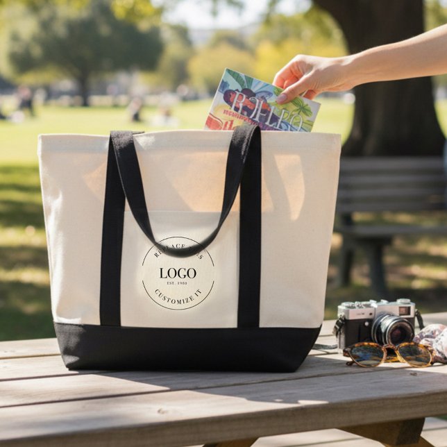 Simple Custom Large Business Logo  Tygkasse (Business tote bag with logo.)