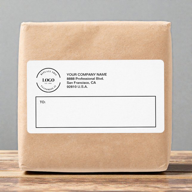 Simple Custom logo Business Return Address  Fraktsedel (Customizable Return address shipping label with logo.)