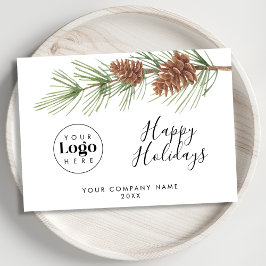 Simple Custom Logo Holiday Business Thank You Card Julkort