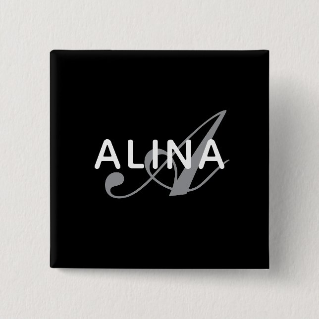 Simple Custom Name Monogram 2''Scratch Resistant Knapp (Framsida)