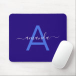 Simple Custom Name & Monogrammed Blue Personalized Musmatta<br><div class="desc">Simple Custom Name & Monogrammed Blue Personalized Mousepad.</div>