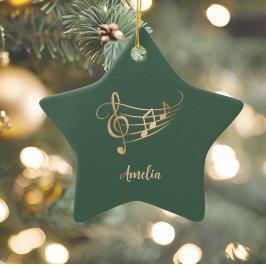 Simple Custom Name Musical Elegant Christmas Julgransprydnad Keramik