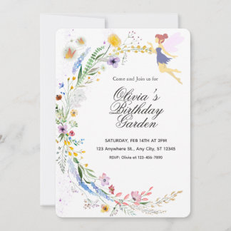 Simple Custom White & Yellow Watercolor Birthday Inbjudningar