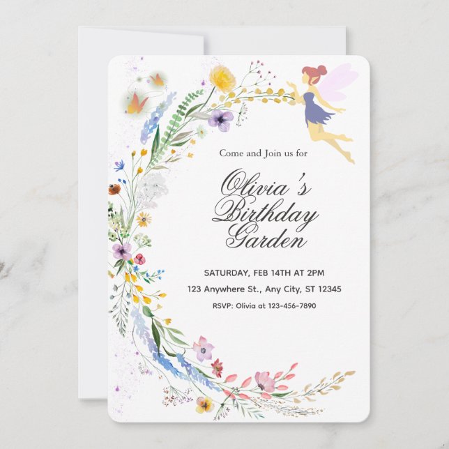 Simple Custom White & Yellow Watercolor Birthday Inbjudningar (Framsida)