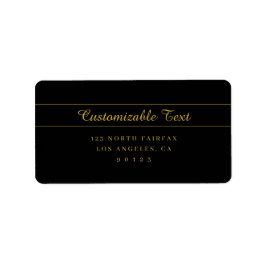 Simple Customizable Gold & Black Text Design  Adressetikett
