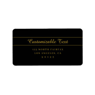 Simple Customizable Gold & Black Text Design Adressetikett