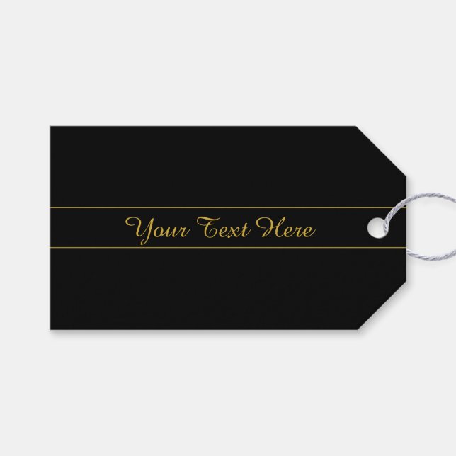 Simple Customizable Gold & Black Text Design  Presentetikett (Framsidan (Horisontell))