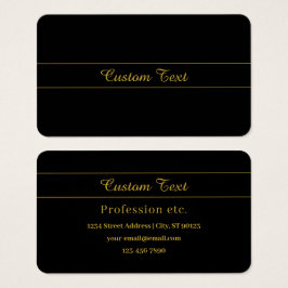 Simple Customizable Gold & Black Text Design  Visitkort