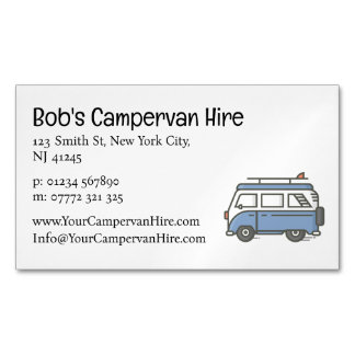 Simple Cute Campervan Hire Business Card Magnetiska Visitkort