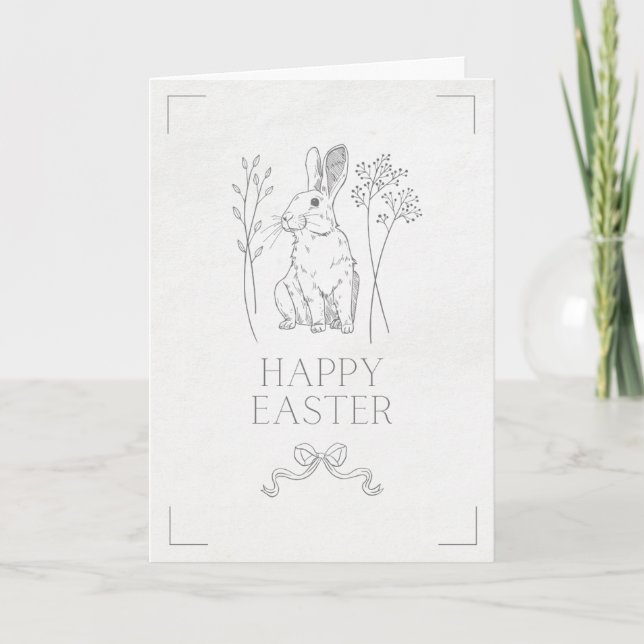 Simple & cute Easter bunny Easter card Kort (Framsida)