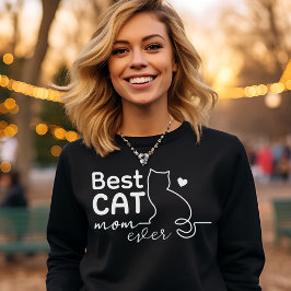 Simple Cute Funny Black and White Cat Lover Mom T Shirt